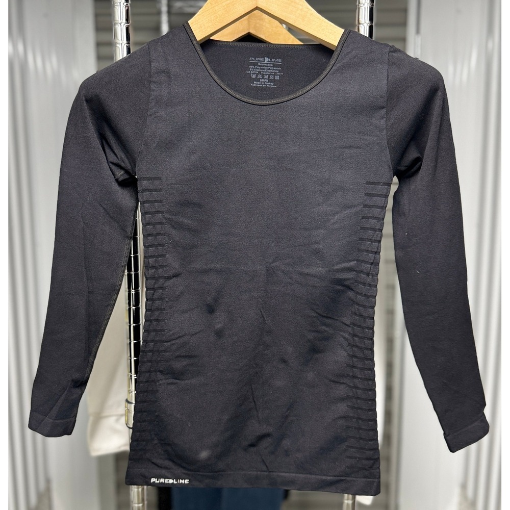 Pure Lime Womens Seamless Long Sleeve Top Black Athletic Base Layer Size S/M